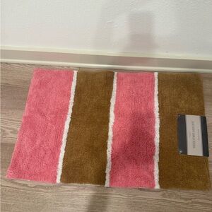 Pink and Brown Striped Bath Mat